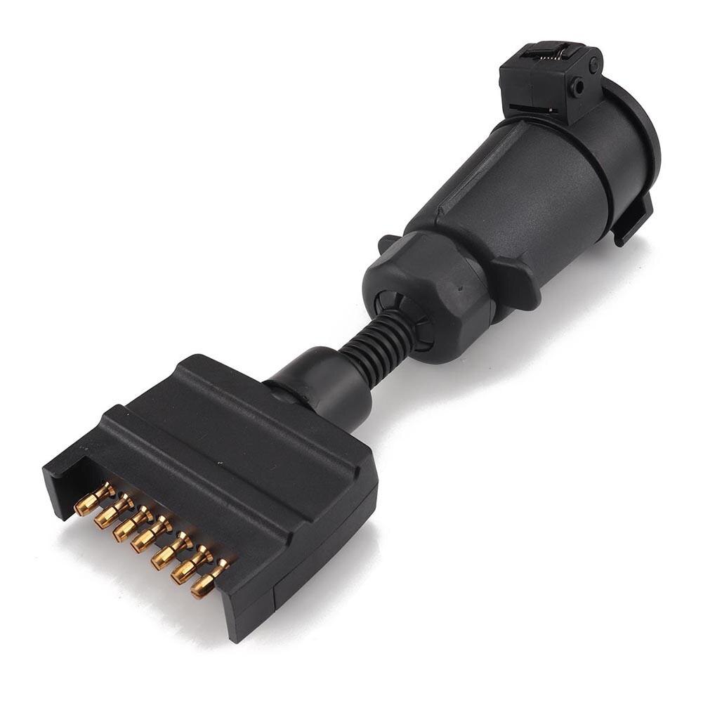 Dragonpad Car Trailer Adapter 7 PIN Flat Male Plug to 7 Pin Lrge Round Female Socket