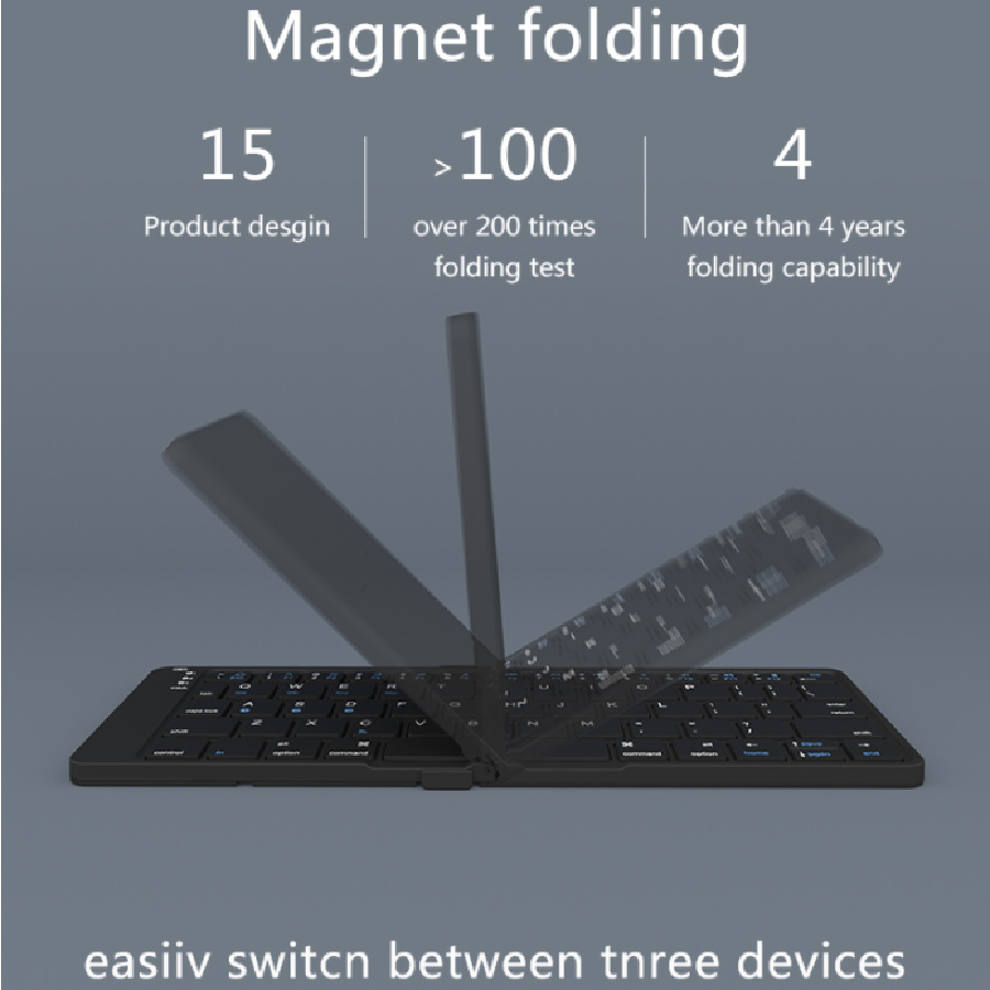 Tastiera Bluetooth pieghevole arco Tastiera senza fili ricaricabile Tastiera pieghevole 2.4G per iPhone iPad computer portatile desktop