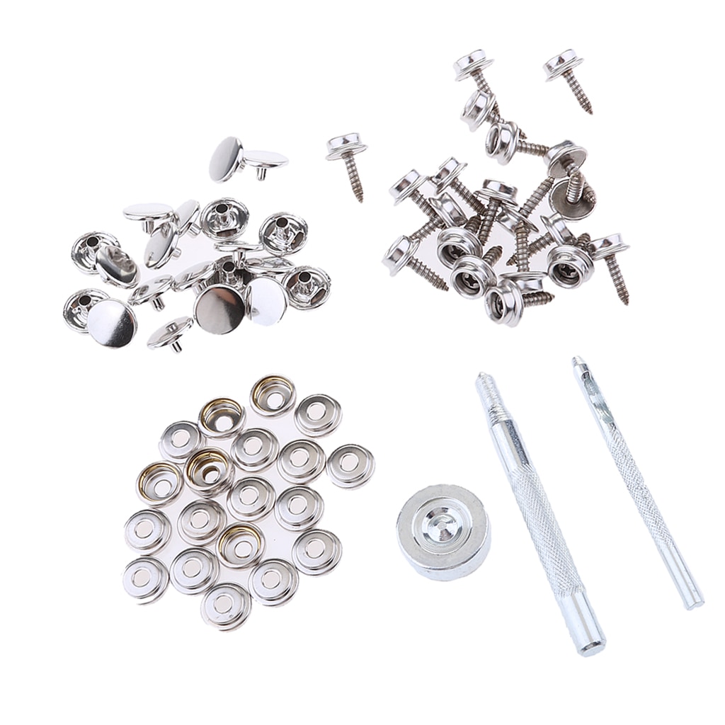 63 Pieces Marine Boat Canvas Snap Cover Fastening Fastener 15mm Screw Studs Repair Kit