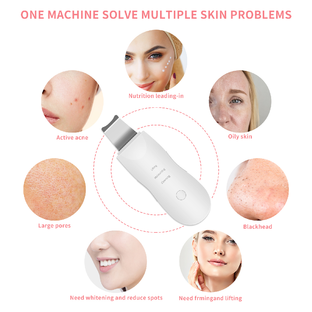 Ultrasonic Skin Scrubber Peeling Face Spatula Blackhead Remover Facial Scrubber Shovel Clean Cavitation Peeling Facial Lifting