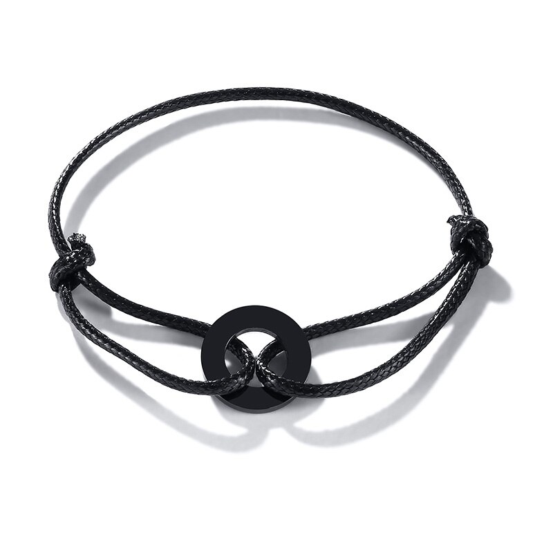 TOUCH OF MODERN CIRCLE ROPE ANKLET FOR MEN BLACK BRACELET BLACK CORD HOOP URBAN ANKLET: style4