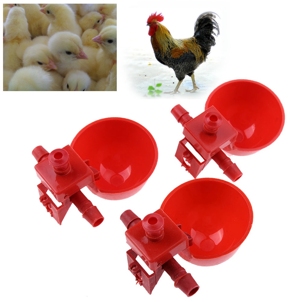 10 stuks drinkbakken voor kippen, pluimvee, kippen, kwartel, automatische voerbak, drinkbak met schroeven