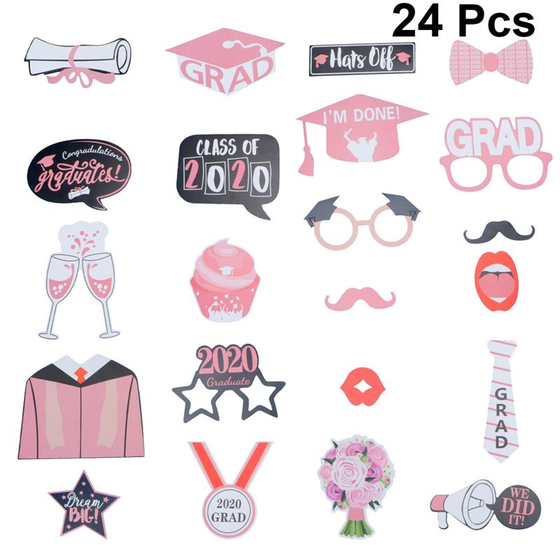 24pcs Graduation Photo Props Taking Photo Props Photography Accessories Party Supplies for School Graduation Party Decorations