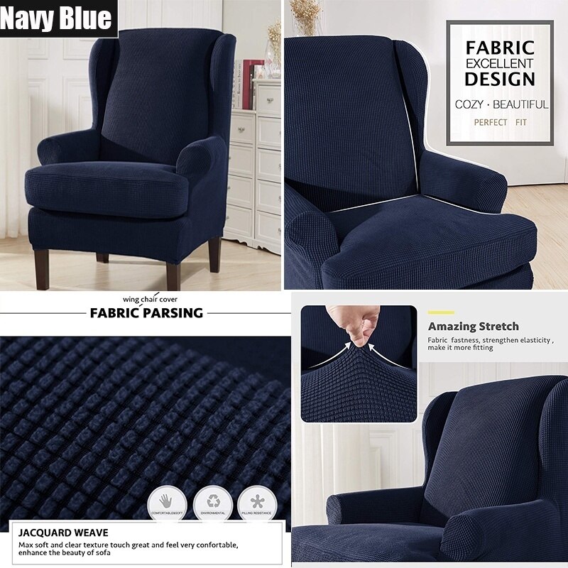 Elastische fauteuilhoes, vleugelstoel, vleugelrughoes, stretch bankhoes, stoelbeschermer, alleen hoes