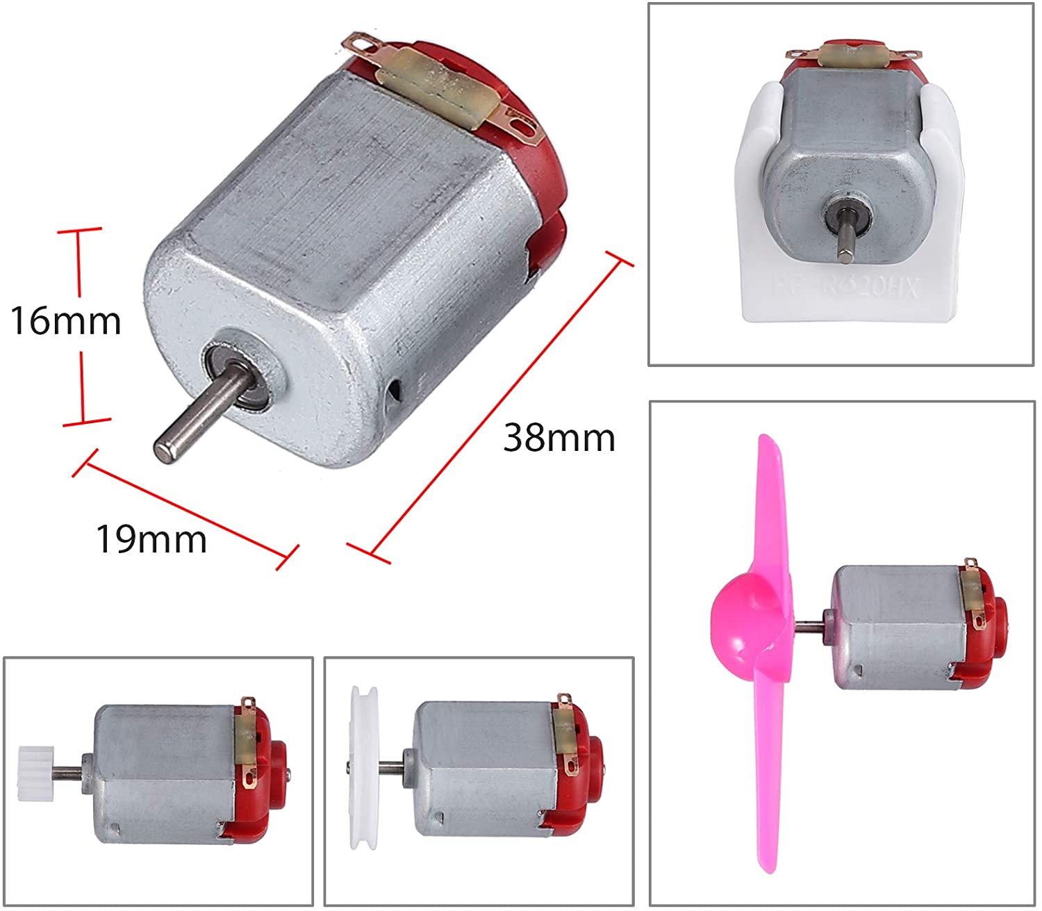 6 Set DC Motor Kit,Electric 1.5-3V 24000RPM Motor with 86 Pcs Plastic Gears,AA Battery Holders,Bracket,Switch,Shaft Propeller