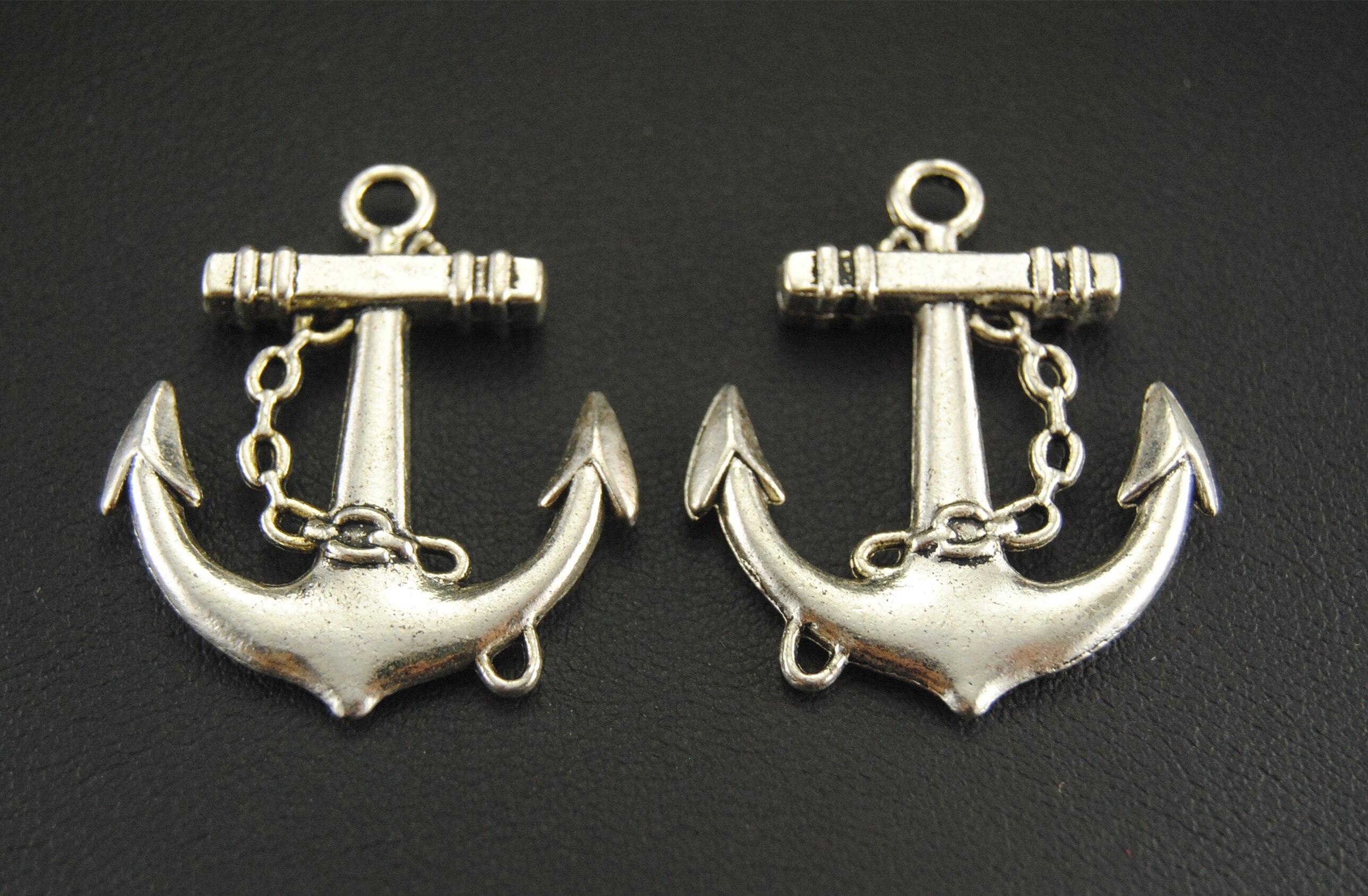 10pcs/lot 3 Colors Anchor Sea Charm Pendant Fit Bracelets Necklace DIY Metal Jewelry Making: antique silver