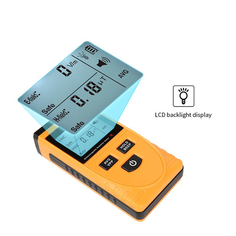 Lcd detector de radiação eletromagnética tester medidor de radiação dosímetro contador medição para computador celular