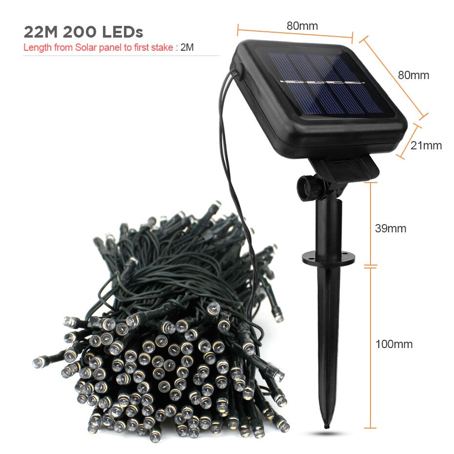30/50/100/200 LEDs Fairy Lights Solar Powered Warm White/White/RGB Waterproof Outdoor Garden Decoration Solar Led String Light: Star 200LEDs / Warm White