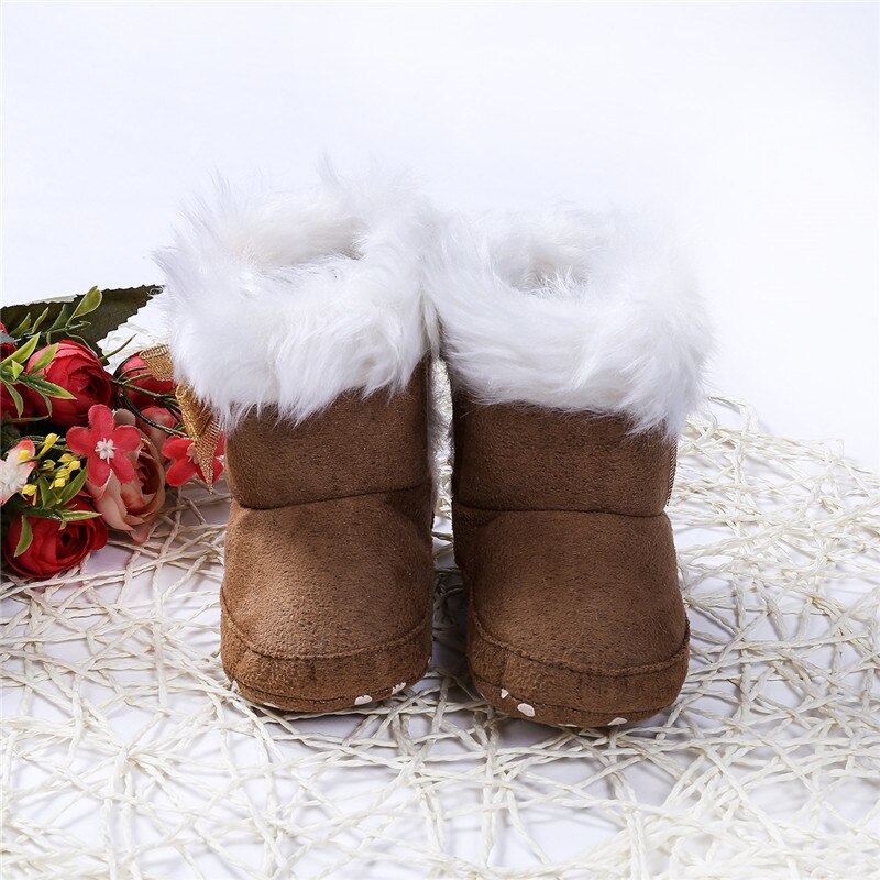 Toddler Baby Girl Boots Winter Warm Crib Shoes Plush Slip-on Soft Mocassin Shoes Snow Boots 0-18M