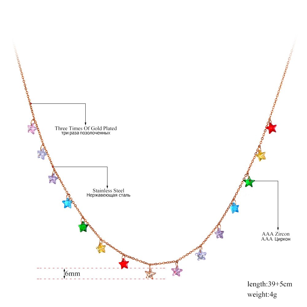 Lokaer Böhmen Edelstahl Bunte Sterne CZ Kristall Halsband Halskette Strand Anhänger Kette Halskette Für Frauen N20088