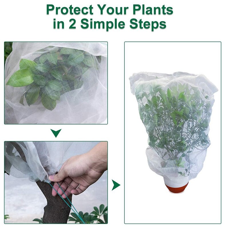 5 paquets de filets de Protection des plantes de jardin avec corde, housse de Protection des tomates sacs d'isolation des plantes de jardin pour légumes
