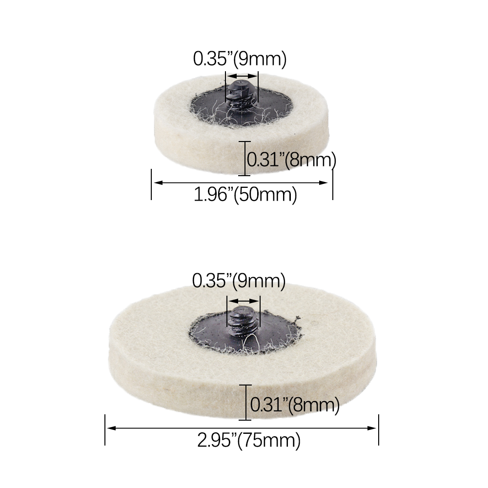 50Mm/75Mm Wol Polijsten Wiel Buffing Pads Quick Change Vilt Polijstschijf Roll Rock Voor Rotary Tool schurende