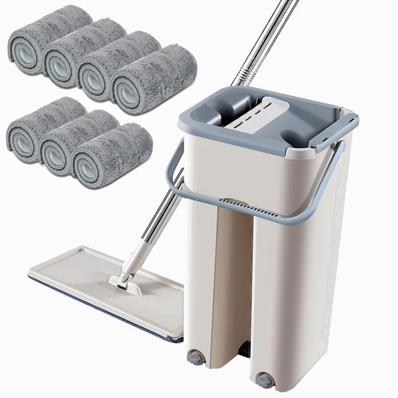 Vloer Mop Microfiber Squeeze Mops Natte Mop Met Emmer Doek Squeeze Schoonmaken Badkamer Mop Voor Wassen Vloer Thuis Keuken Schoner
