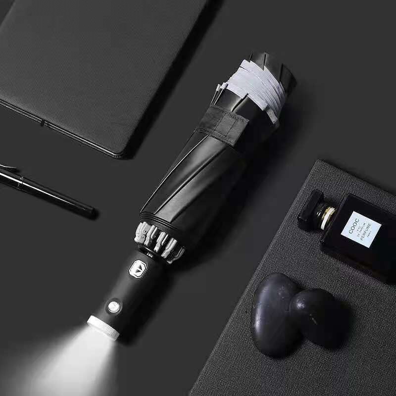 Dla Xiaomi automatyczny parasol z odblaskowym paskiem do tyłu światła Led parasol akademii 10 żeber 3-składany odwrócony parasol