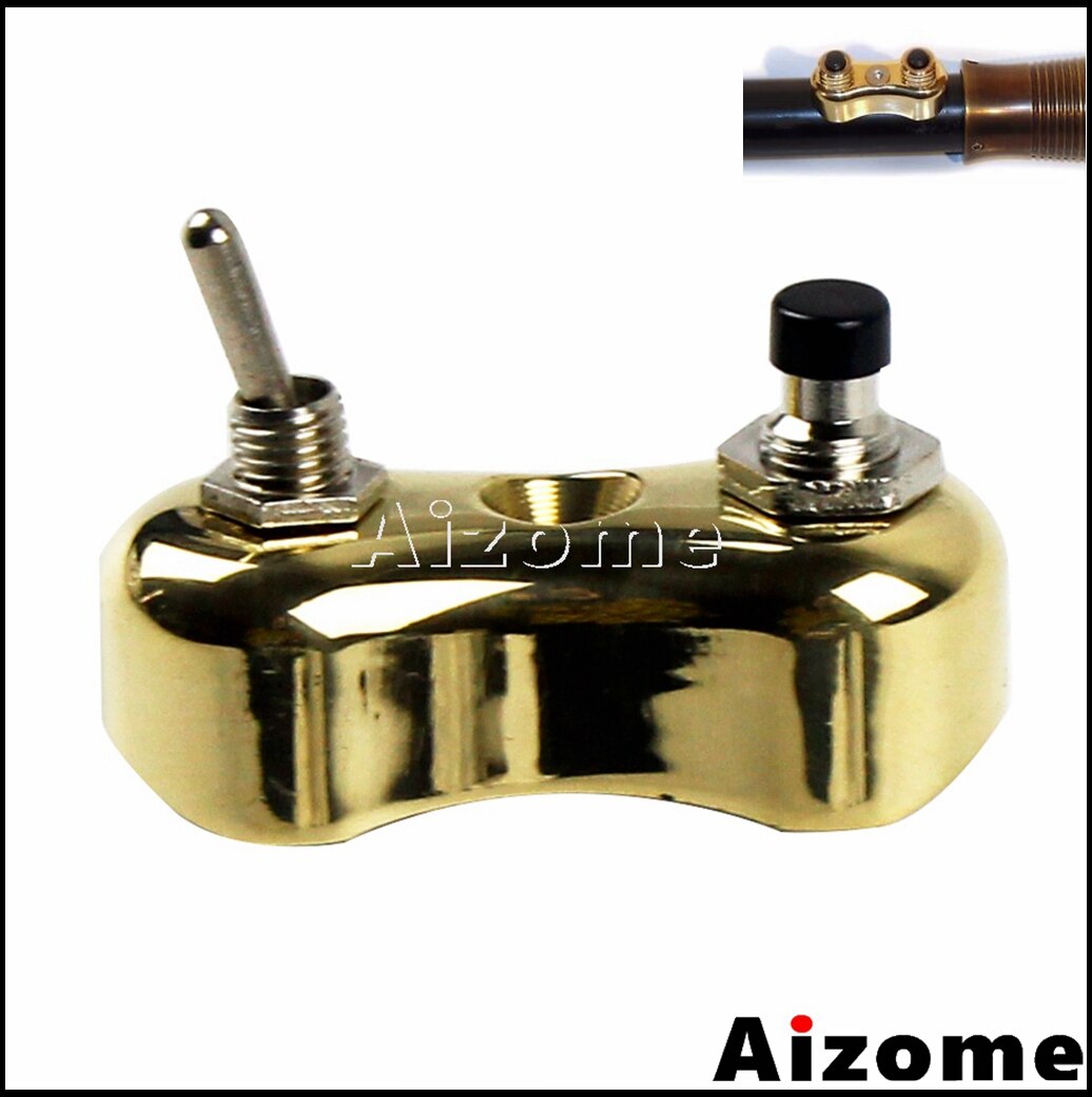 Motorcycle Black Switch Button Mini Switch Block Push Button Toggle For Harley Cafe Racer Scrambler Bobber w/ 7/8" 1" Handlebar: Gold