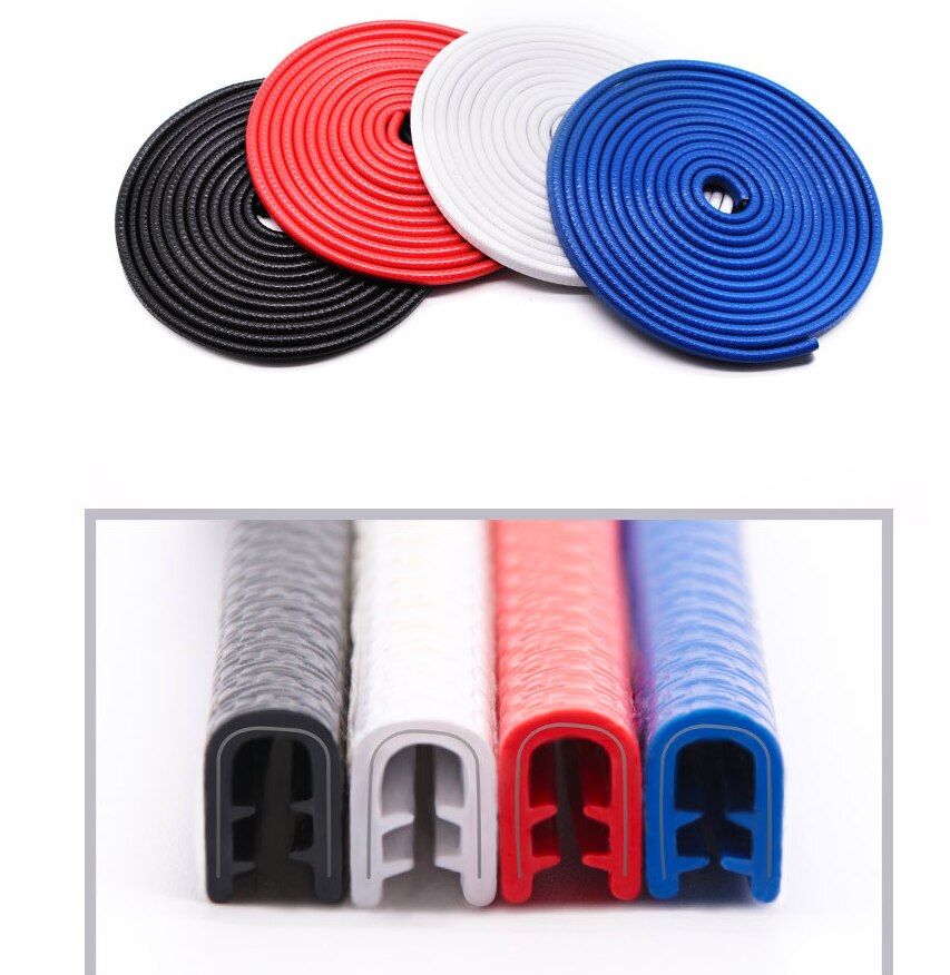 Wonderlife 1/5m bildørs kant gummi beskyttelseslister sidedøre lister side antislid beskyttelse bildør fra bunden diy: 5m- røde