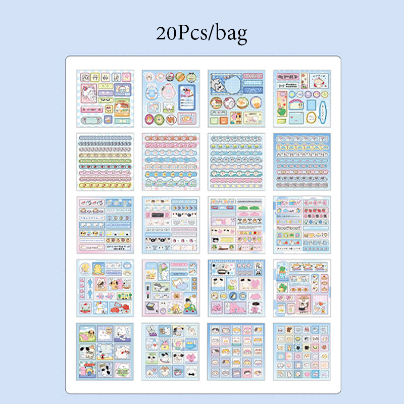 Mr. Paper, mini pegatinas lindas de animales de dibujos animados, álbum de recortes, funda de teléfono, decoración de diario, pegatinas de suministros de papelería, 20 hojas/libro: YELLOW