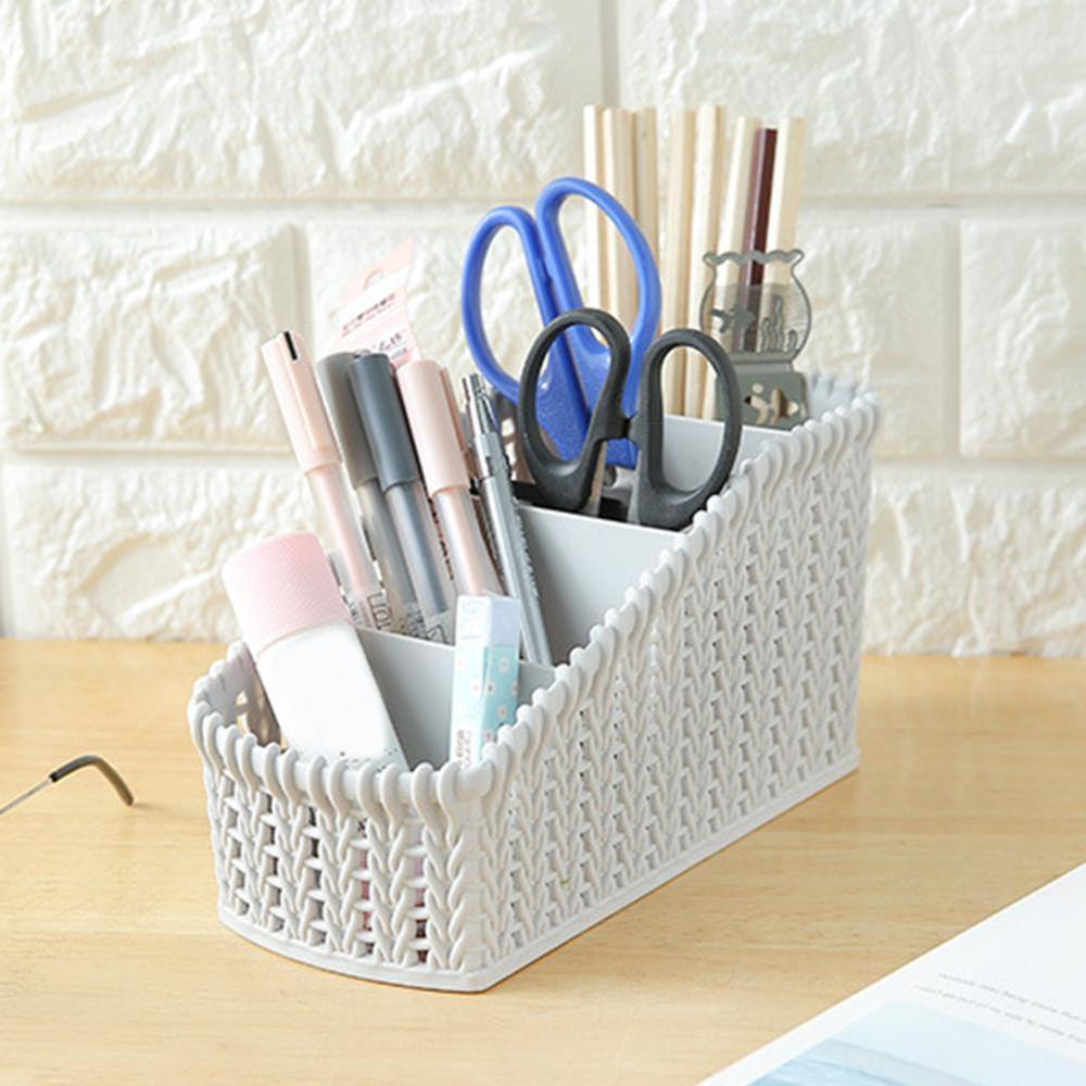 Desktop Storage Pen Case Plastic Material Finishing Box Debris Student Storage Cosmetic Stationery Supplies Desk B D0I3