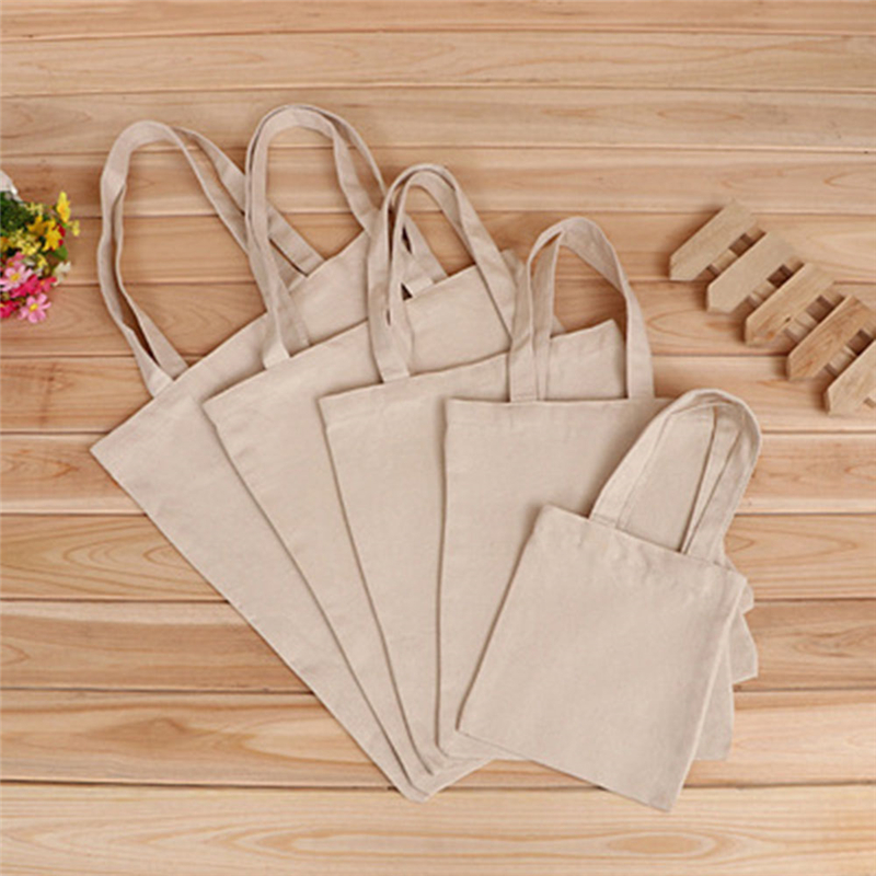 5 Sizes Pure Color Shopping Bag Women Linen Storage Handbag Simple Portable Lady Girls Hand Tote Large Capacity Reusable