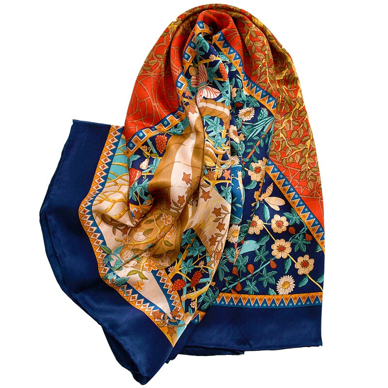 100 pure silk scarf women printed star style scarf 88x88cm square clearance