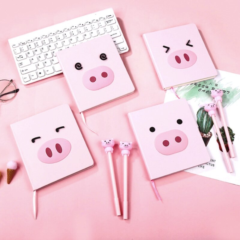 Bella Maiale Kawaii taccuino pianificatore rivista Quotidiano Libro con la Penna impostato di Cancelleria Forniture Studente Forniture Scolastiche Regalo