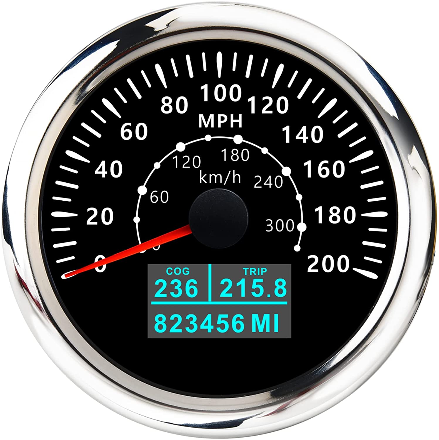 Neue 85mm GPS Tachometer Mit Rot, Grün, Blau, Weiß, Gelb, Cyan, lila Farben Hintergrundbeleuchtung Für Auto Boot Motorrad: 200MBS