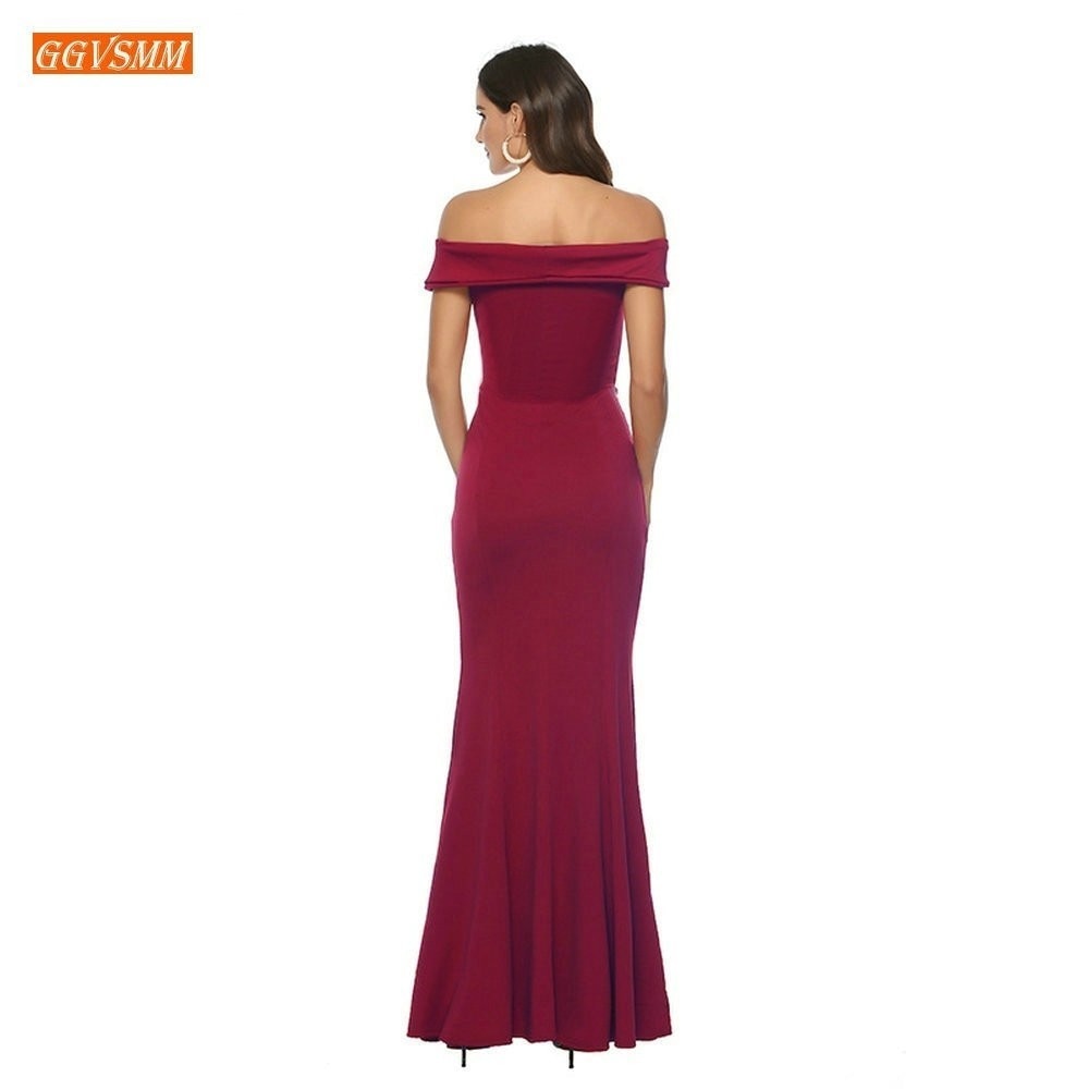 bourgogne sirène robes de demoiselle d'honneur longue pas cher robes de fête de mariage élastique Satin étage longueur Pageant femmes robe
