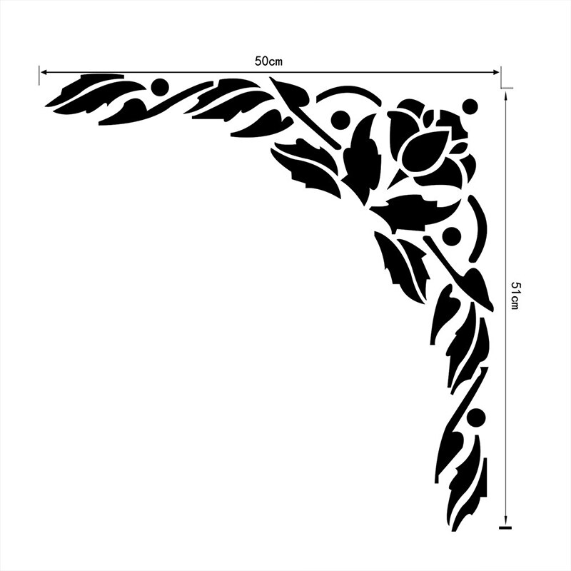 3D Diagonal Flower Acrylic Mirror Corner Sticker Home TV Door & Window Background Wall Green Decorative Sticker