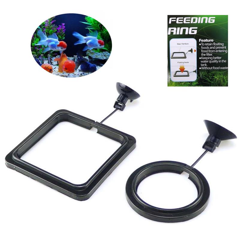 Fisk fodring firkantet rundt akvarium akvarium ring feeder station flydende mad vand plante opdrift cirkel tilbehør sugekop