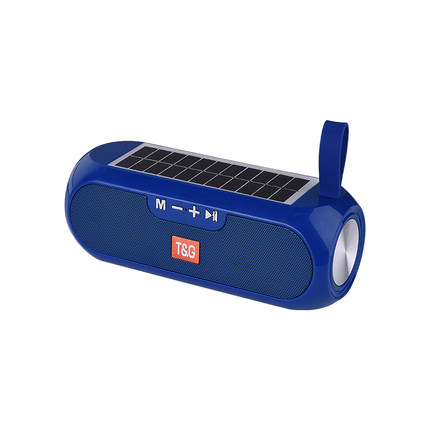 Solopladning bluetooth-højttaler bærbar søjle trådløs stereomusikboks højttaler udendørs vandtætte altavoces: Blå