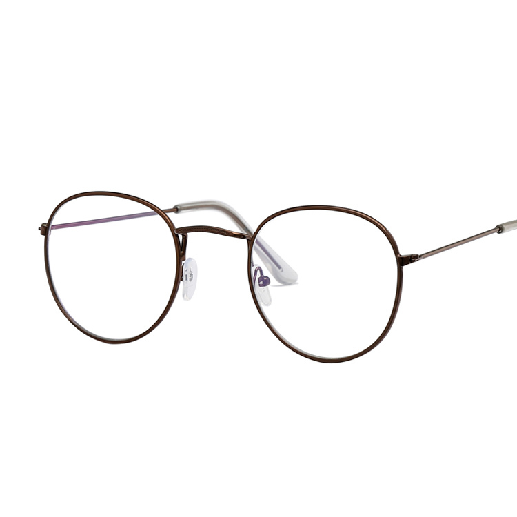 Billige små runde nørdebriller klar linse unisex guld runde metalramme ovale briller ramme optiske kvinder sort uv: Kobber