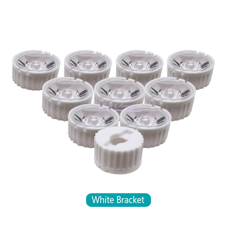 Juego de 10 lentes LED de alta potencia 1W 3W 5W lentes PMMA de 20MM con soporte 5 8 15 25 30 45 60 90 120 grados para cuentas de luz de 1, 3 y 5 vatios