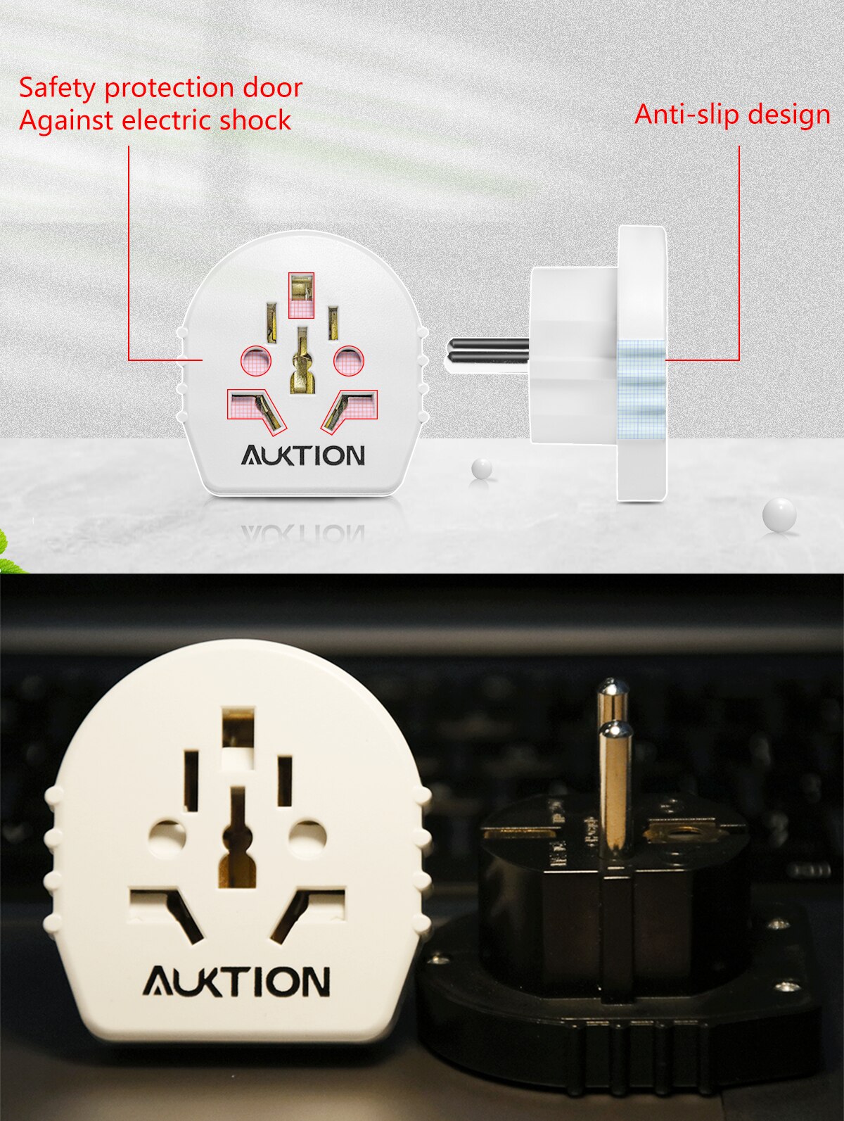 2025 Upgrade Versie Auktion 16A 250 V EU Converter Universele EU Plug AU US UK CN Naar EU Adapter Europese reizen Adapter Socket