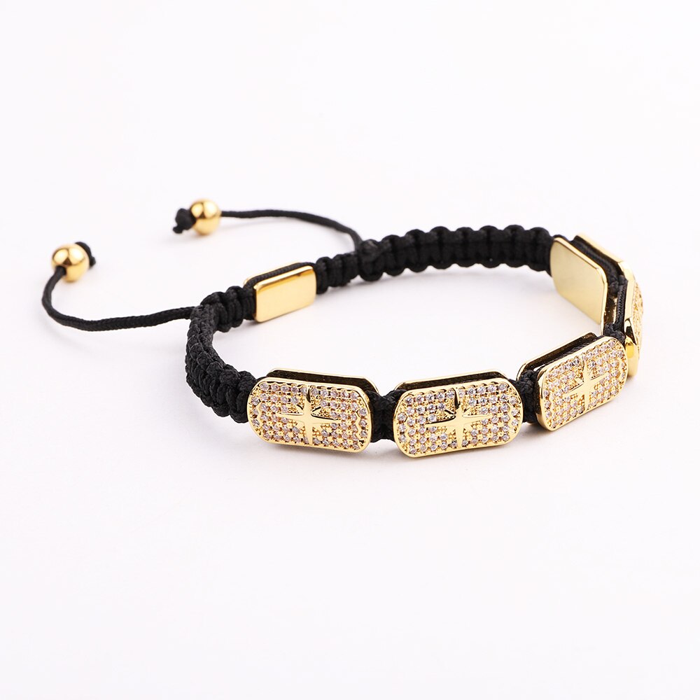 JARAVVI Luxury CZ Micro Pave Star Moon Charm Braided Adjustable Macrame Bracelets Women Men