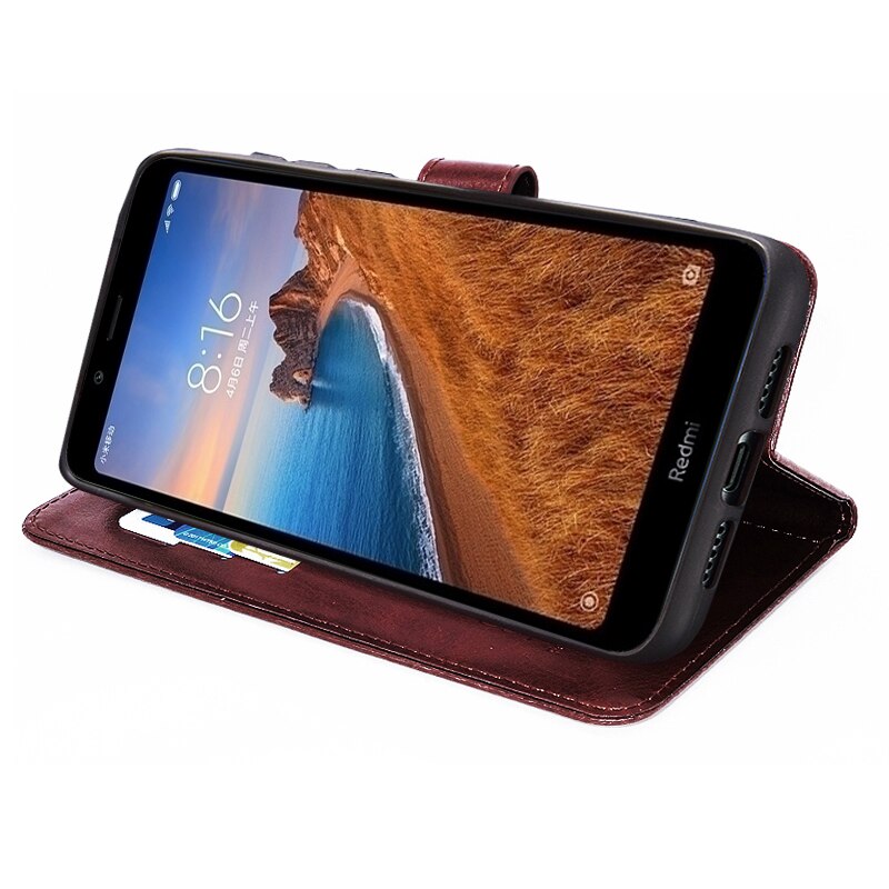 Case Voor Xiaomi Redmi 7A Case Cover Zachte Siliconen PU leather flip Voor Coque Xiomi Redmi 7A Telefoon Case met kaarthouder Magnetische