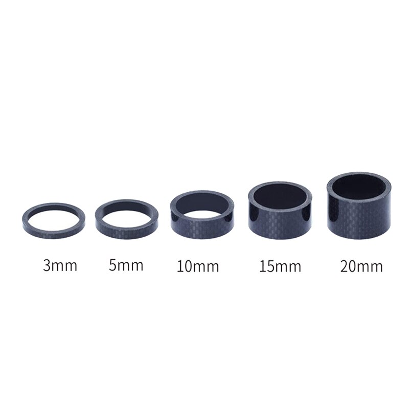 Carbon Fiber Fiets Vork Wasmachine Stem Spacers 5 Pcs Set 1 Inch 3/5/10/15/20Mm, headset Spacer Stem Spacer Voor Fiets Fix Refit: Default Title