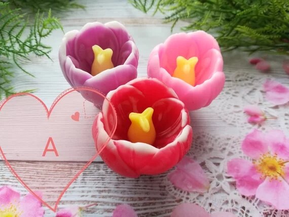 Hc0019/hc0018/hc0017 silikone fondant forme blomster 3d tulipaner silikone lys forme harpiks ler forme buket blomster 3 stile