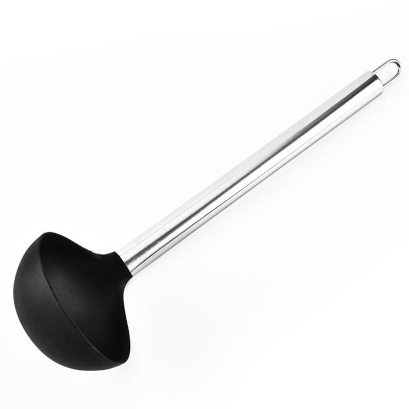 2 st silikonsoppa skopa non-stick sked värmebeständig matlagningsredskap matlagningssked för hemmarestaurang (svart, röd)