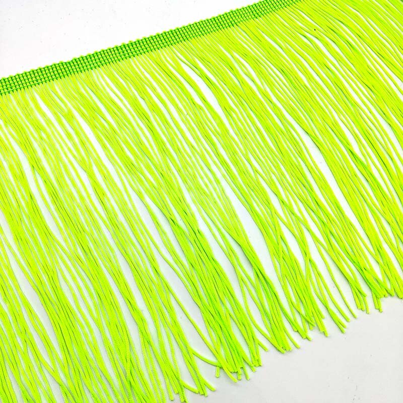 Ruban à franges en dentelle blanche de 50CM de Long, 15CM de large, pour bricolage, robe latine, vêtements de scène, accessoires: Fluorescent Green