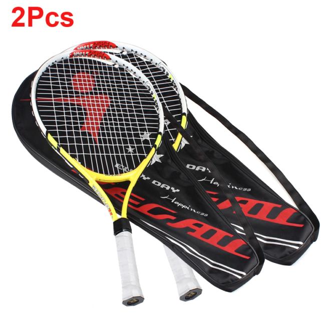 2 PCS 100% Training Racket Junior Tennis Racquet for Kids Youth Childrens Tennis Rackets with Carry Bag: 2pcs yellow