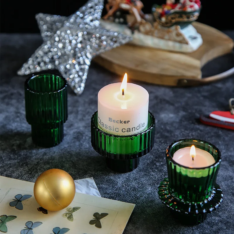 rot Mini Glas Kerzenhalter verjüngen Kerzen ständer kleine Tee licht Kerzenhalter Kerzenhalter Weihnachts dekor grünes Glas