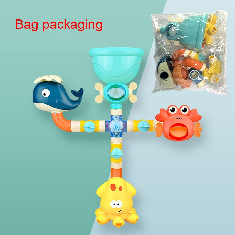 Baby Bath Toys DIY Assembling Track Slide Suction Cup Orbits Toy Bathroom Bathtub Children Play Water Games Set for 3-6 years: Shower toy bag