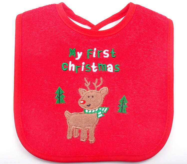 Natal à prova dwaterproof água babadores do bebê em torno do pescoço burp panos santa elk árvore de natal padrão infantil saliva toalha natal crianças presente: elk