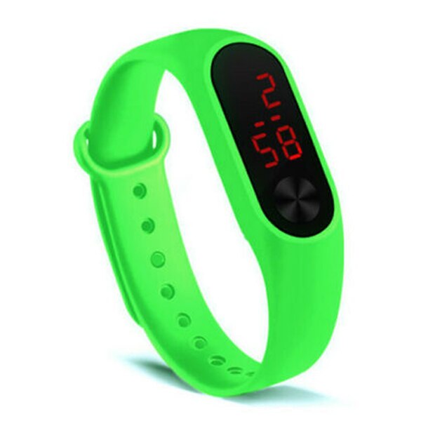 Silicone LED Display Waterproof Watch Digital Wristwatch Kids Students LXH: Green