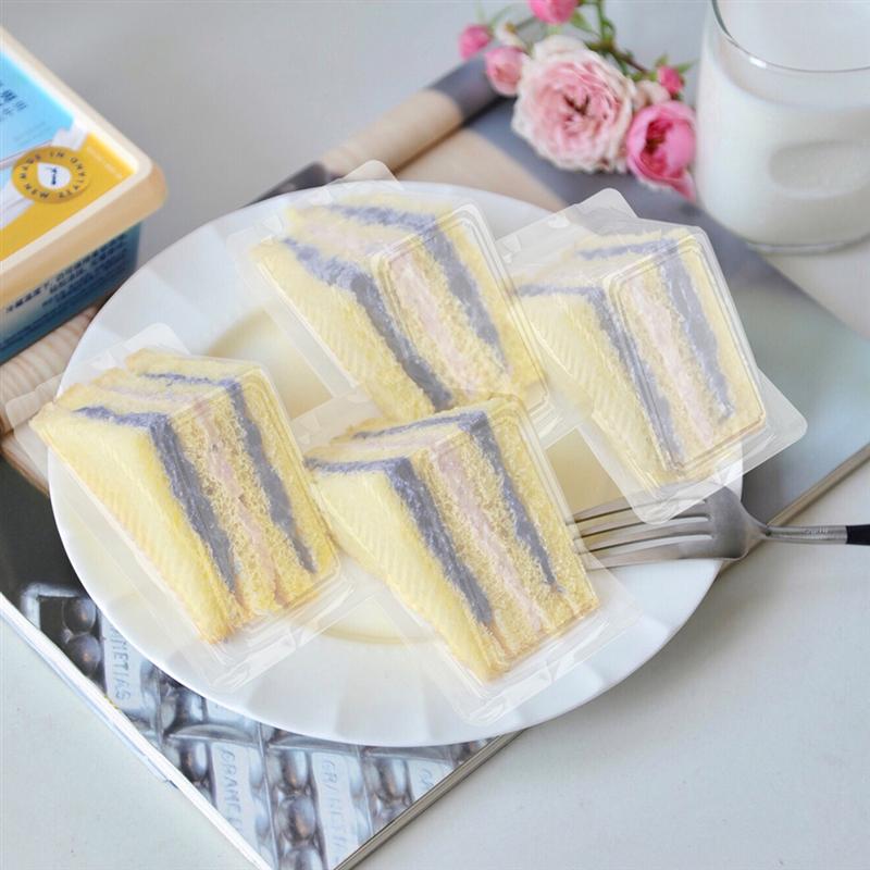 50pcs Sandwich Packing Boxes Plastic Sandwich Case Sandwich Triangle Boxes Sandwich Box Cake Mousse Baking Packing Box