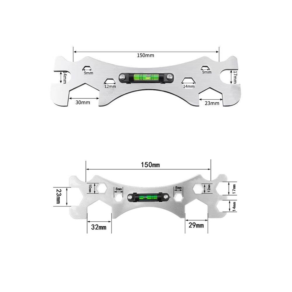 Multifunctional Faucet Installation Wrench Thickened with Level Gauge Bend Angle Leveling Wrench Durable