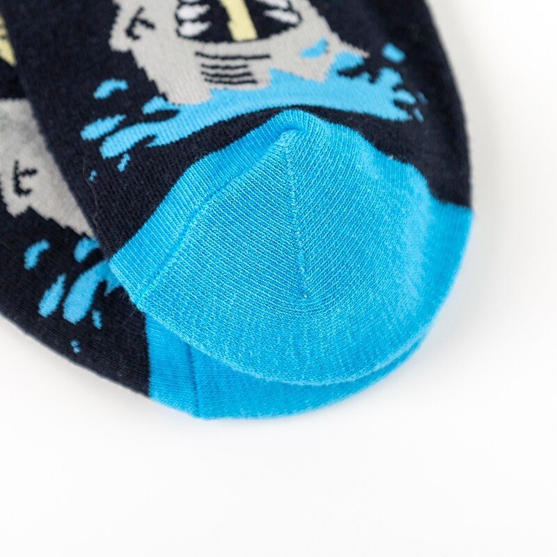 MULAYA-calcetines con temática de tiburón para hombre y mujer, medias divertidas de ocio, deportes, entretenimiento, grupo de peces y tiburón grande, a la