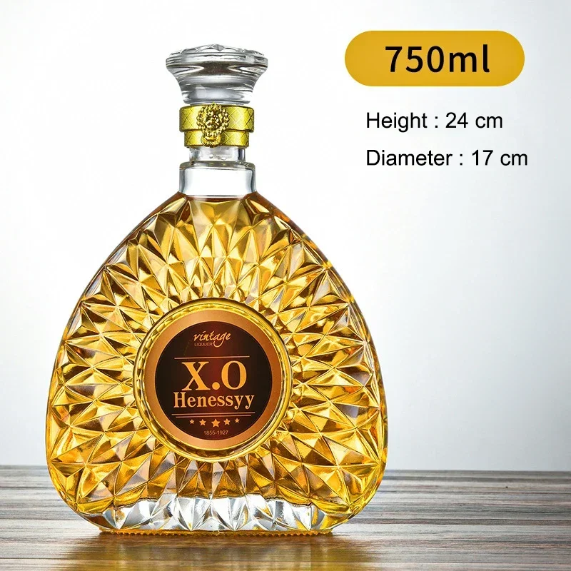 Decantador de whisky para licor, Bourbon escocés, tapón hermético, sin plomo, artículos de bar de lujo, 750 ml: Castaño