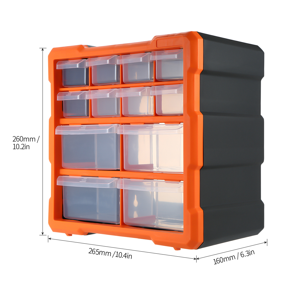 12 Multi-grids Drawer Parts Box Multiple Compartments Slot Hardware Box Organizer Tools Components Box Accessory Storage ToolBox