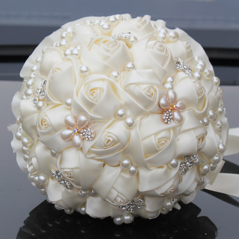 WIFELAI-A 9 Styles Ivory Silk Rose Wedding Flowers Bridal Bouquets Artificial Foam Flowers Bouquet Romantic Bride Holding Flower